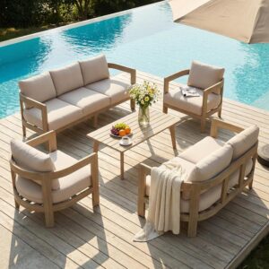 Image 1 of SUNSITT 5 Piece Acacia Wood Patio Set Review